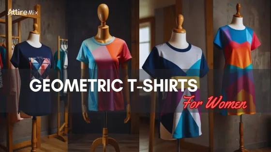 Bold geometric t-shirt for women styled with jeans
