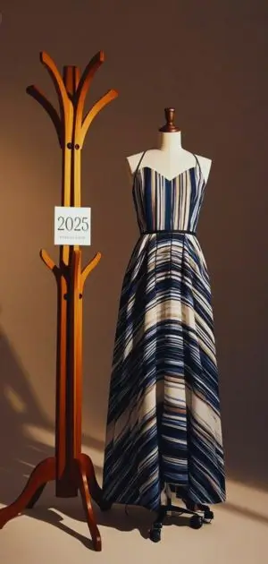 Elegant women striped maxi dresses for chic garden parties and events