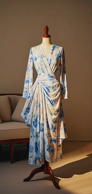 Bohemian floral maxi dress with layered skirt outdoors