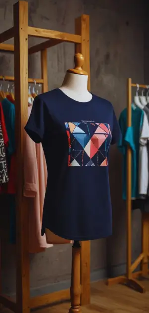 Trendy oversized geometric t-shirt for women