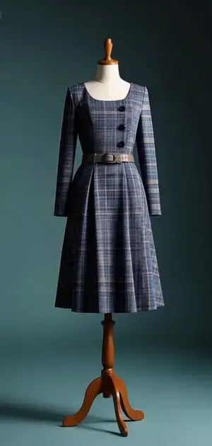 Halter neck plaid summer dress at evening event