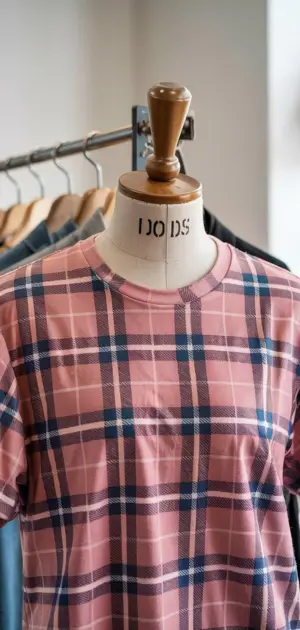  Trendy cropped plaid t-shirt paired with high-waisted jeans