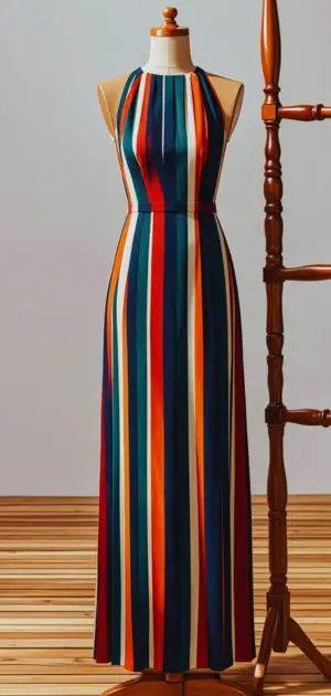 Versatile striped maxi dresses for women styling with belts and clutches