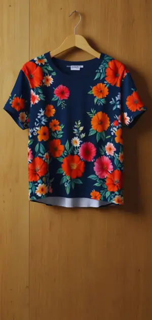 Casual floral t-shirt outfit with jeans and sneakers