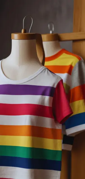 Horizontal striped t-shirt outfit for slim women