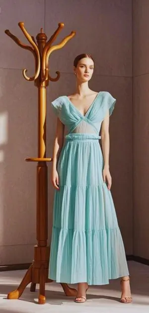 Casual beach day outfit featuring a cotton summer maxi dress and sun hat
