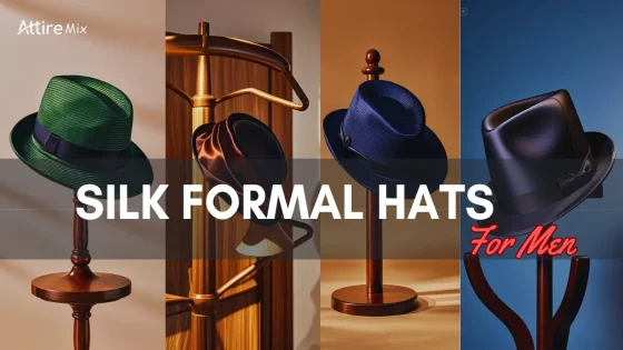 Black silk top hat on wooden table.