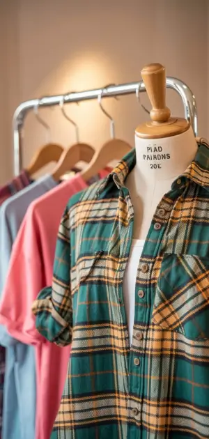 Oversized plaid t-shirt styled with leggings and boots