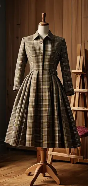Tartan dress with blazer for business formal style