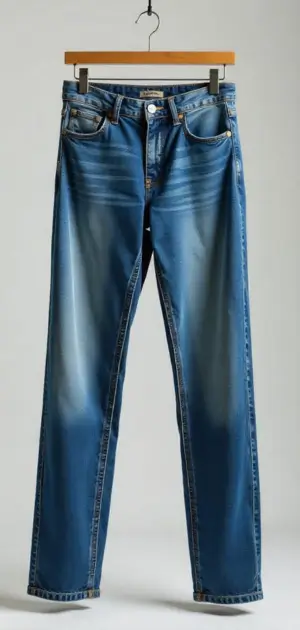 Casual outfit with light-wash cotton-blend jeans and trainers