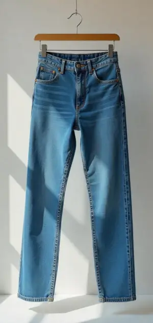 Mid-rise slim jeans paired with loafers and a trench coat