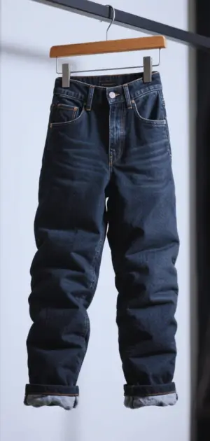 Skinny black fleece jeans styled with trench coat