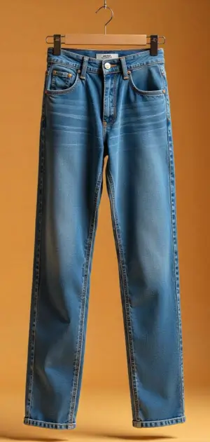 High-rise women’s jeans paired with a tailored black blazer