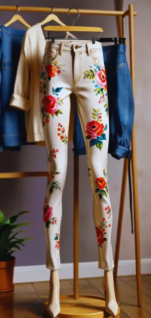 Casual floral jeans outfit with sneakers and tee