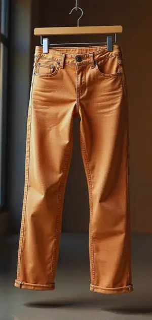 Comparison of straight-leg and skinny jeans in different colors