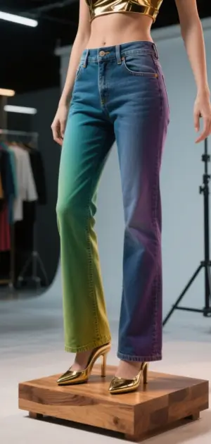 Wide-leg luxury jeans styled with heels and crossbody bag