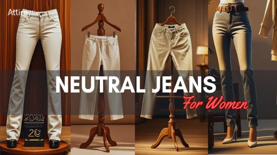 Neutral jeans for women in beige, taupe, and gray tones styled effortlessly