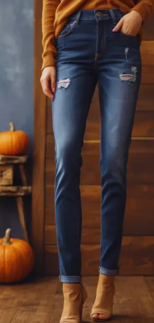Bootcut fall jeans styled with ankle boots