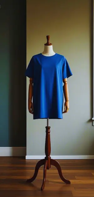 Slim-fit navy solid t-shirt styled with midi skirt and heels
