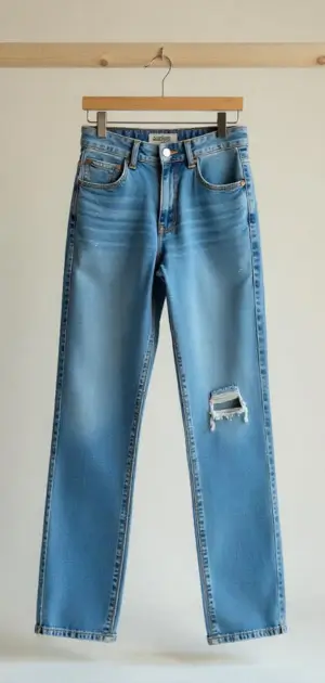 Affordable distressed denim in light wash