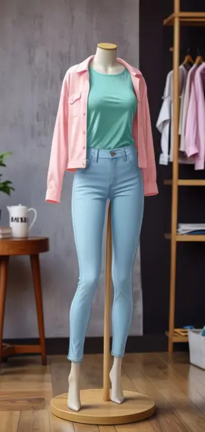 Affordable pastel jeans brands displayed on models