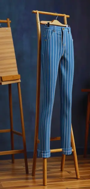 High-waisted striped jeans outfit with trainers