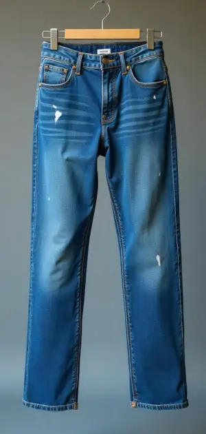 Woman styling jeans with belt, scarf, and jewelry