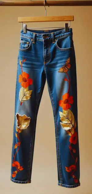 bohe geometric jeans styled with turtleneck top