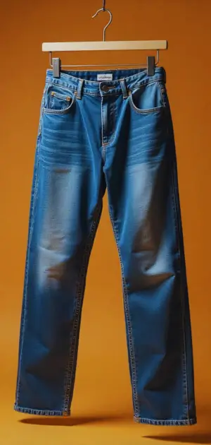 Denim fabric comparison of stretch and cotton in mid-range jeans