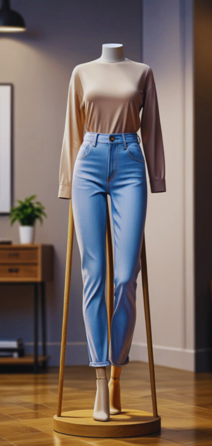Neutral jeans outfit with strappy heels and silk blouse