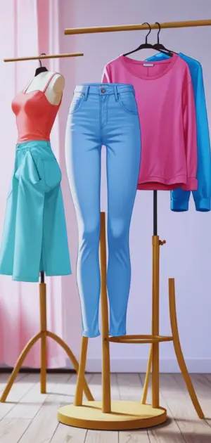Pastel jeans color chart by skin tone on styled models