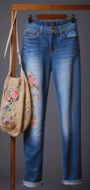 Wide-leg barrel jeans with accessories spring fashion