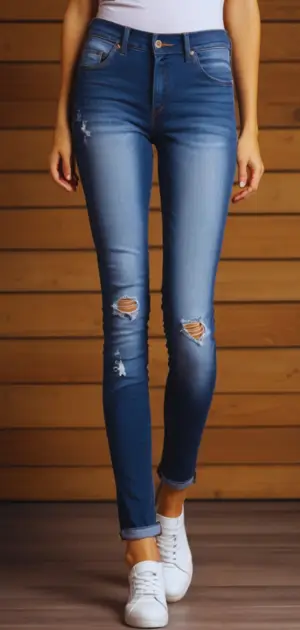 High-rise straight-leg fall jeans with belt