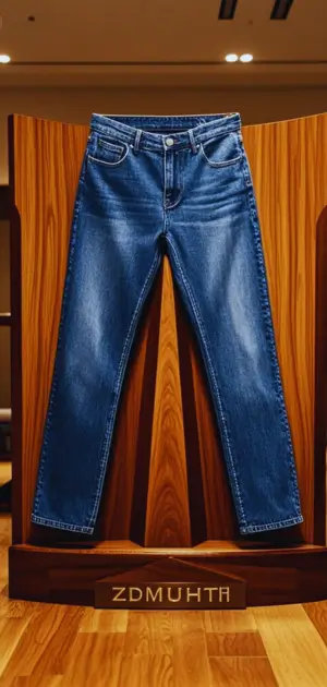 Various blue denim shades on display