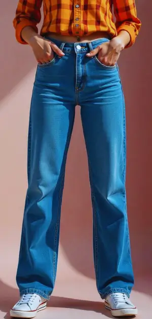 Affordable professional jeans for women with pumps and a bag
