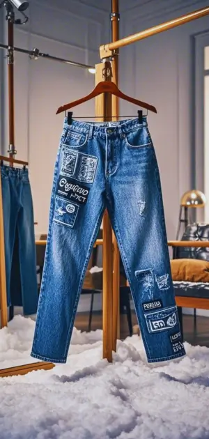 Flannel-lined jeans with oversized sweater and sneakers
