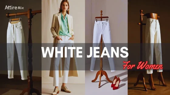 Woman wearing high-rise white jeans and blazer on a city street