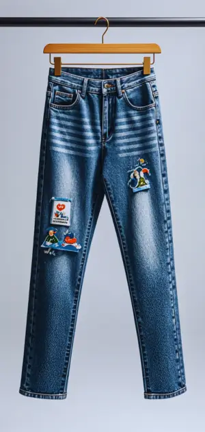 Wide-leg thermal jeans with chunky knit jumper