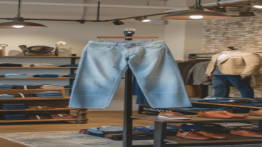 Display of jeans in a modern store with a focus on versatility.
