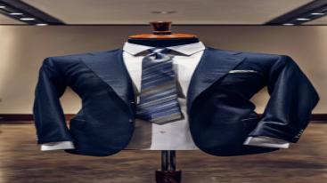 Sophisticated black blazer over a white shirt with a striped tie