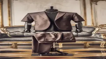 Brown formal streetwear suit with black t-shirt