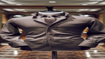 Gray winter formal shirt with a high collar and textured fabric